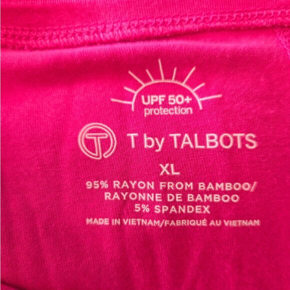 T by Talbots Women's Lightweight Scoop Neck Top Hot Pink Sz XL w/SPF Protection - Picture 4 of 6